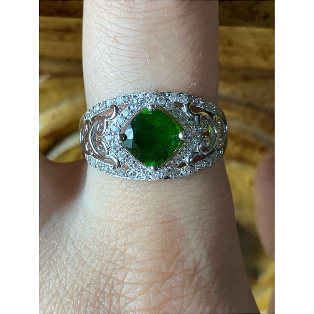 Natural Chrome Diopside Sterling Silver Ring Size 9.25